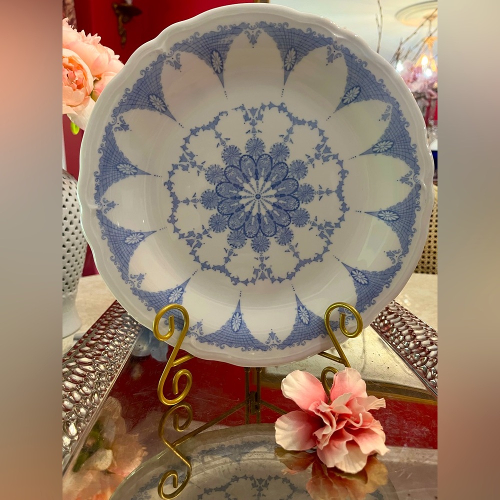 2 plates RARE: Shenango China Art Deco 10” Blu/Wht Plates RestaurantWare, $9/ea.
